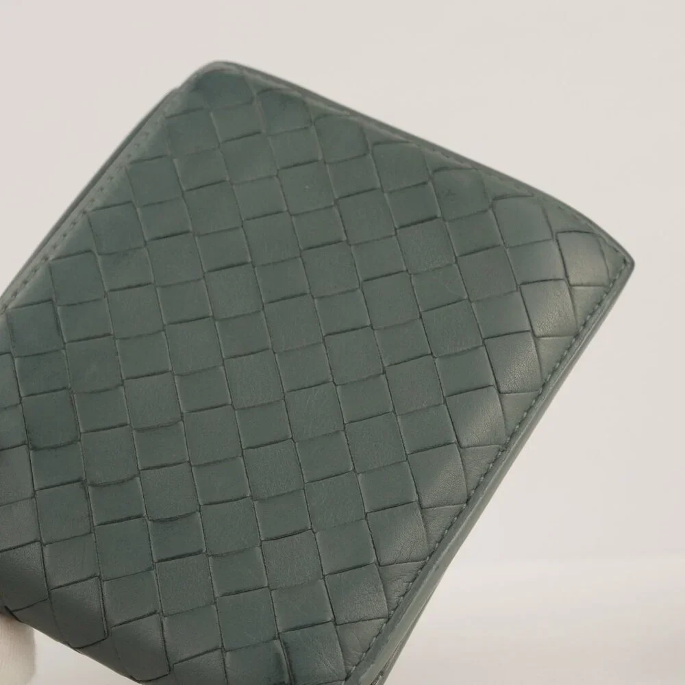 Bottega Veneta Intrecciato Nappa Leather Weave Bifold Wallet, Dark Turquoise
